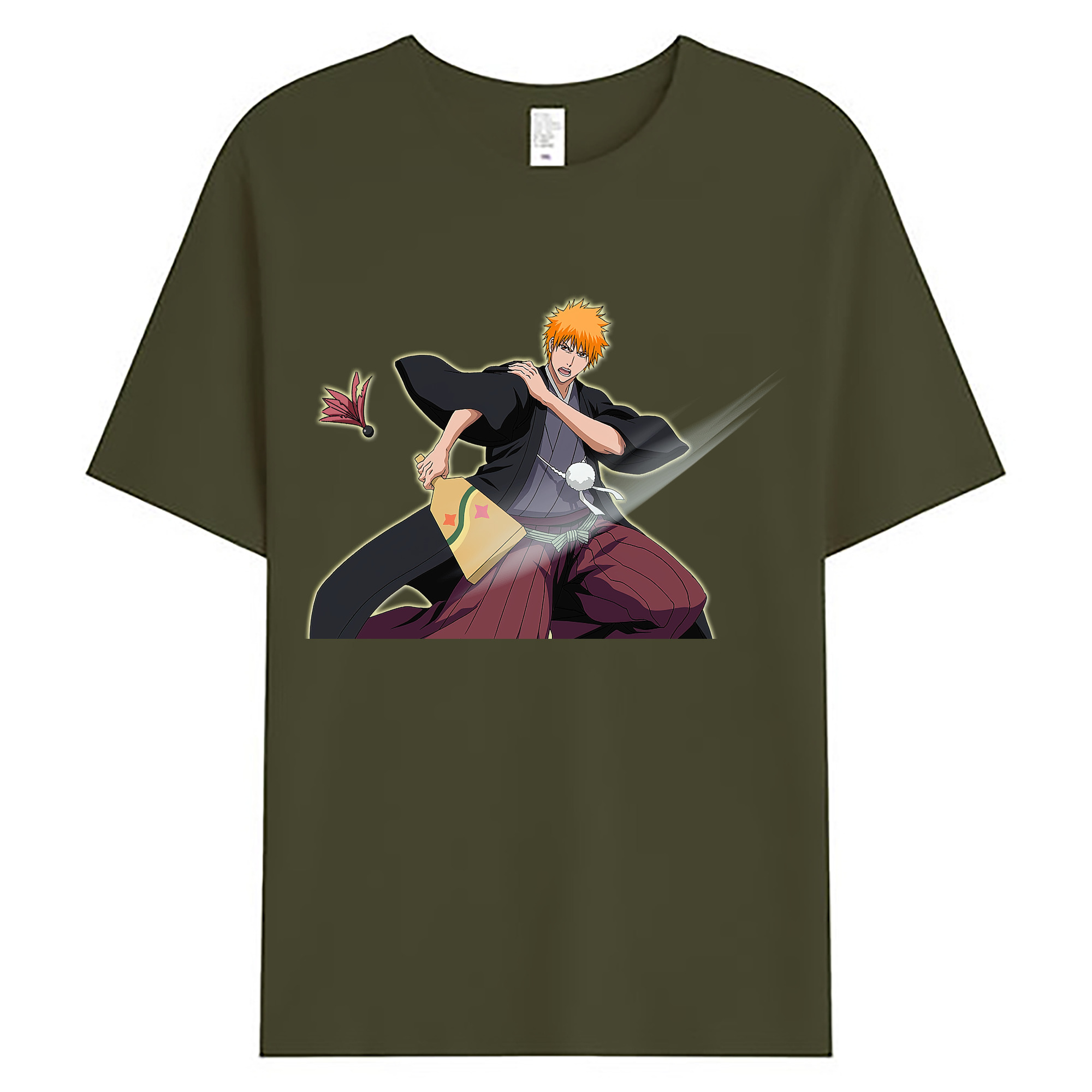 （画像用） ブリーチ 黒崎一護（くろさき いちご）BLEACH Kurosaki Ichigo 綿100％ メンズ半袖Tシャツ｜肌触りやわらか＆通気性